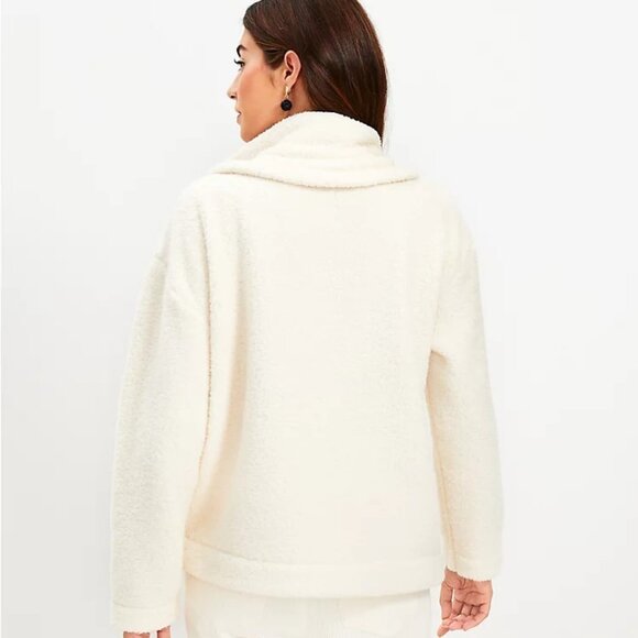 LOFT Fair Isle Cozy Sherpa Snap Collar Sweatshirt NWT (Sold Out OL) - Picture 2 of 3